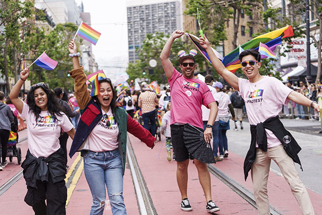 UCSF community members participage in the 2023 San Francisco Pride Parade