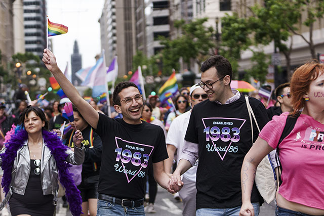 UCSF community members participage in the 2023 San Francisco Pride Parade