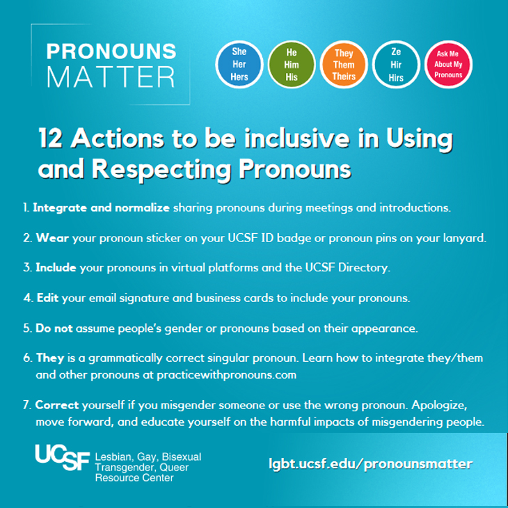 Pronouns Matter: 12 actions to be inclusive in using and respecting pronouns.